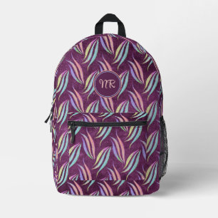 Sac À Dos Imprimé Élégant Pastel & Purple Abstrait Motif Monogramme