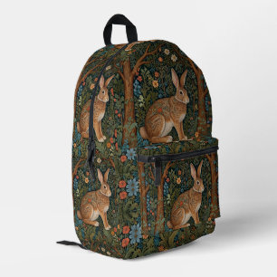 Sac À Dos Imprimé Élégant rétro boho lapin floral forestier