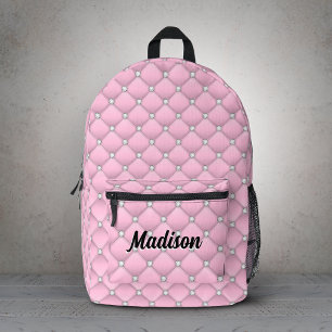 Sac À Dos Imprimé Élégant rose argent faux gouttes de parties scinti