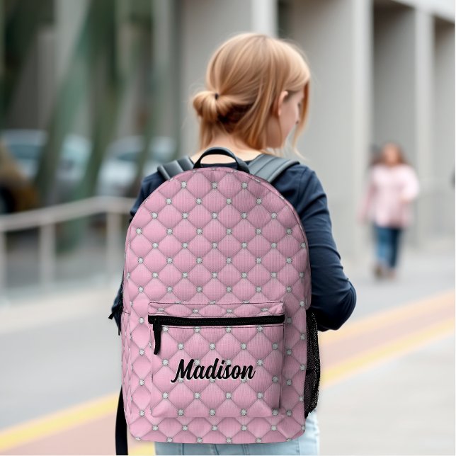 Sac À Dos Imprimé Élégant rose argent faux gouttes de parties scinti (Créateur téléchargé)