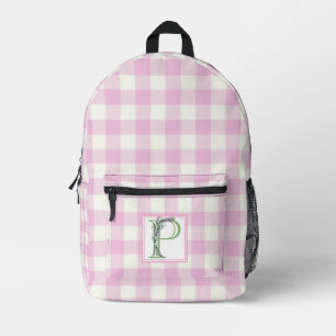 Sac À Dos Imprimé Élégant rose blanc en vichy lettre monogramme P