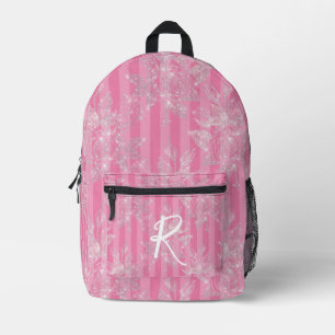 Sac À Dos Imprimé Elégant rose et Parties scintillant argent Floral