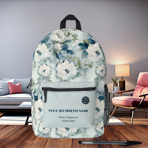 Sac À Dos Imprimé Elégant Roses d'aquarelle bleu Dusty