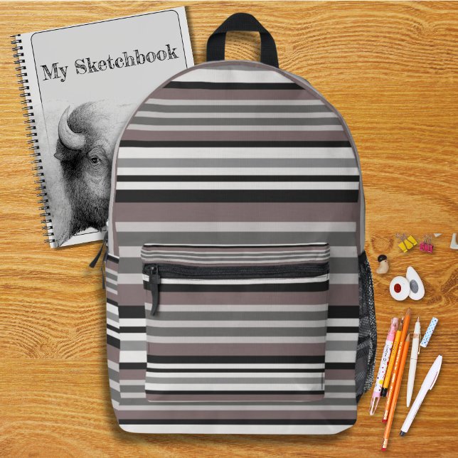 Sac À Dos Imprimé Elégant Tons Terre Brown Savannah Stripes Motif (Créateur téléchargé)