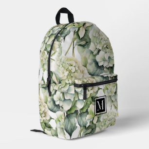 Sac À Dos Imprimé Elégante aquarelle blanche vert hydrangée florale