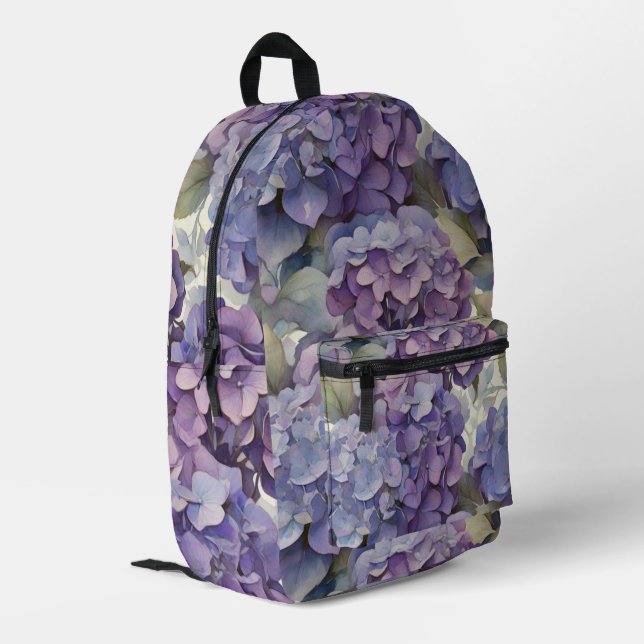 Sac À Dos Imprimé Elégante aquarelle bleu violet poussiéreuse (Coin arrière gauche)