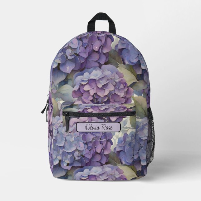 Sac À Dos Imprimé Elégante aquarelle bleu violet poussiéreuse (Recto)