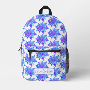 Sac À Dos Imprimé Élégante fleur florale violette bleu