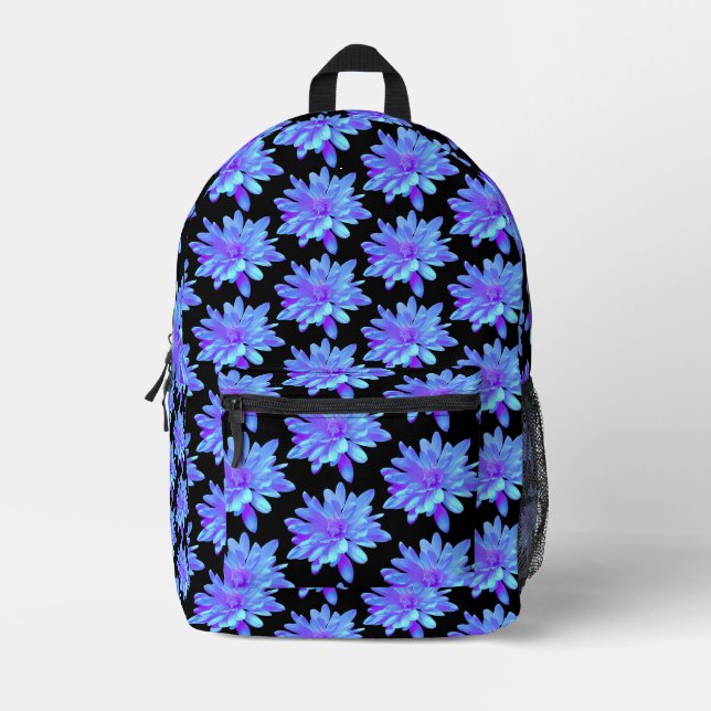 Sac À Dos Imprimé Élégante fleur florale violette bleu (Recto)