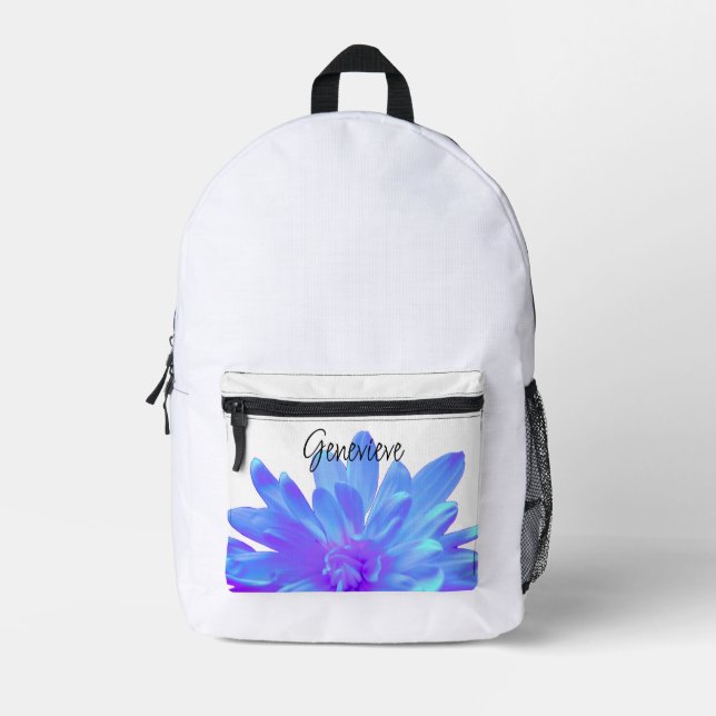Sac À Dos Imprimé Élégante fleur florale violette bleu (Recto)