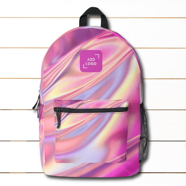 Sac À Dos Imprimé Élégante Iridescente Moderne Logo Entreprise (Créateur téléchargé)