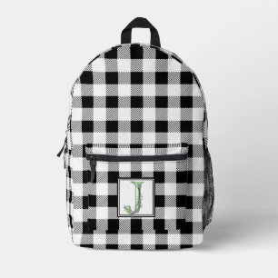 Sac À Dos Imprimé Élégante lettre en vichy blanche noire J