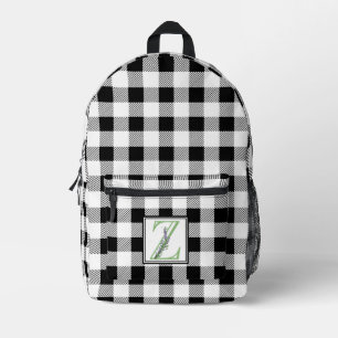 Sac À Dos Imprimé Élégante lettre en vichy monogramme en blanc noir 
