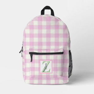 Sac À Dos Imprimé Élégante lettre en vichy monogramme rose Z