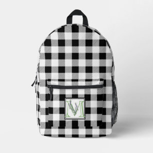 Sac À Dos Imprimé Élégante lettre en vichy noire blanche M