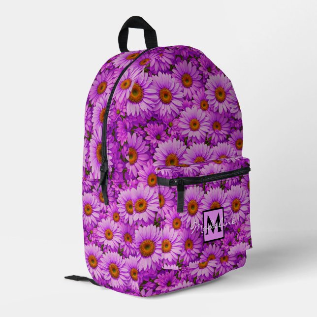 Sac À Dos Imprimé Élégante marguerite florale magenta rose foncé (Coin arrière gauche)