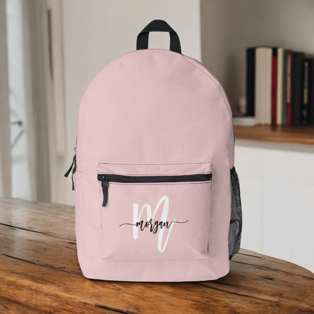 Sac À Dos Imprimé Élégante Monogramme rose de retour à l'école (Créateur téléchargé)