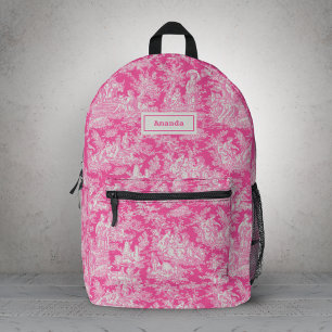 Sac À Dos Imprimé Elégante toile rose vintage de jouy