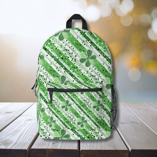 Sac À Dos Imprimé Élégantes rayures vertes et blanches Shamrock Pail
