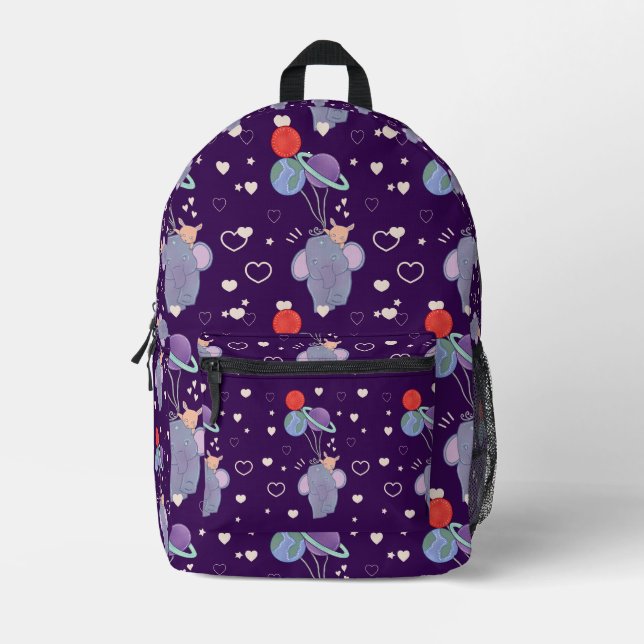 Sac À Dos Imprimé Élément et Lapin Montgolfière spatiale | Fantaisis (Recto)