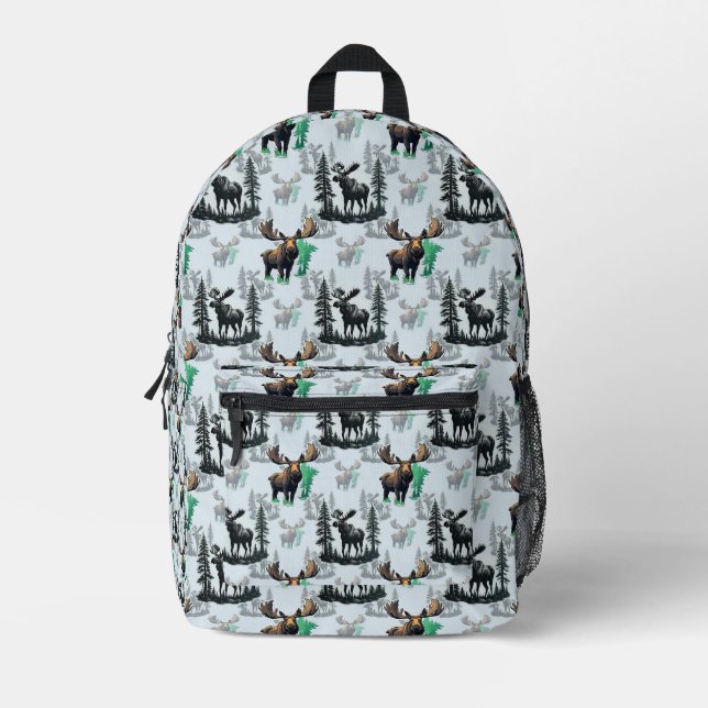 Sac À Dos Imprimé Elk Moose Antlers Deer Design Motif (Recto)