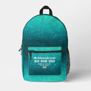 Sac À Dos Imprimé Elle a cru qu'elle pouvait Paillettes de turquoise