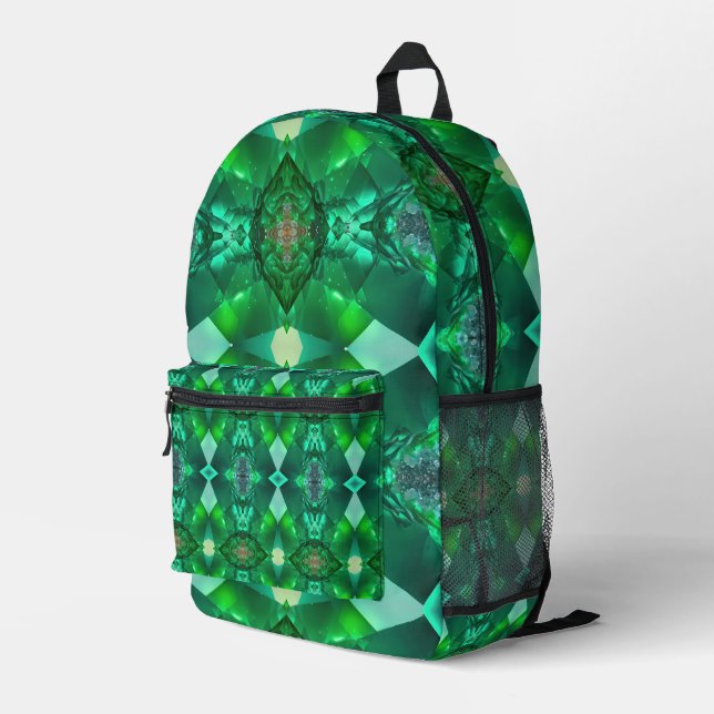 Sac À Dos Imprimé Emerald Green Gemstone Magical Mystical Trippy (Coin arrière droit)
