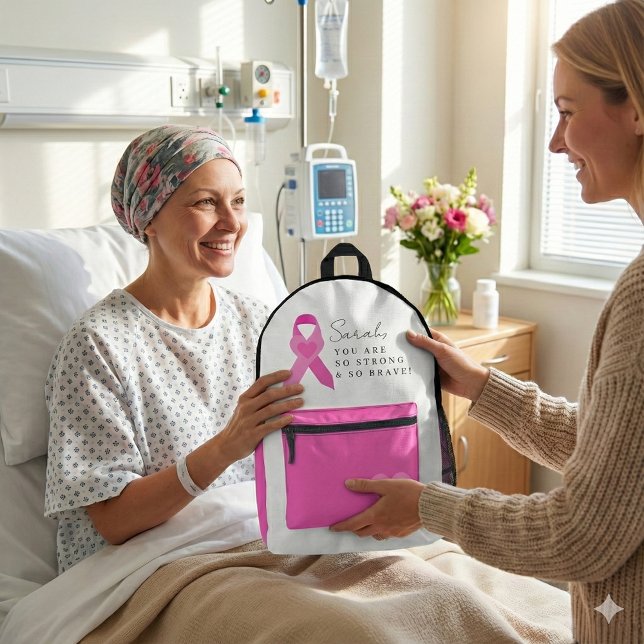 Sac À Dos Imprimé Empower Breast Cancer Backpack (Show love and support to someone battling breast cancer with this empowering personalized backpack! )