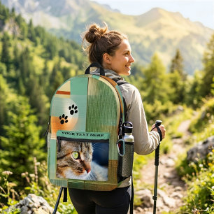 Sac À Dos Imprimé Empreintes de pattes de chat photo personnalisées 