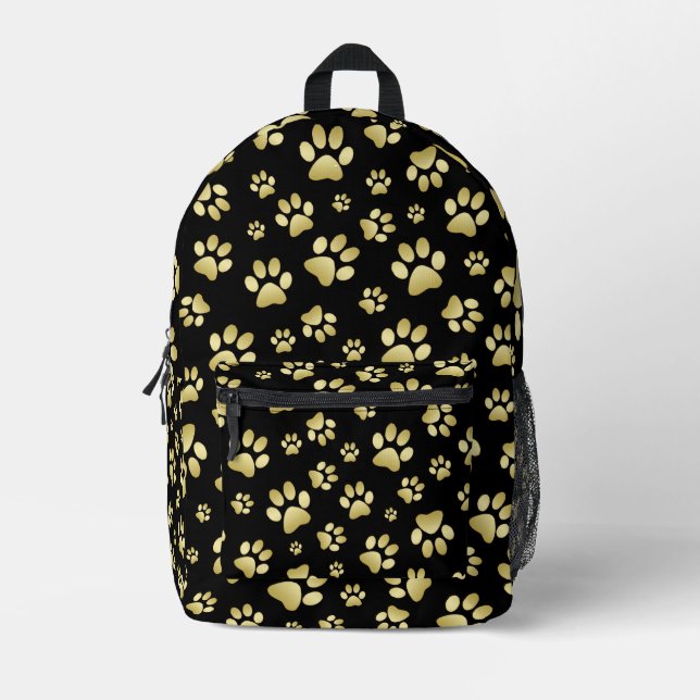 Sac À Dos Imprimé Empreintes de pattes dorées magnifiques sur fond n (Recto)