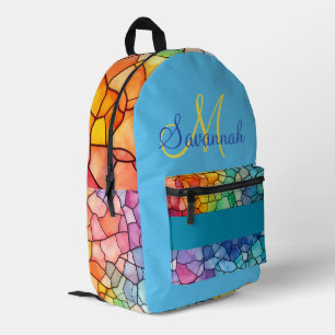 Sac À Dos Imprimé Encre et alcool arc-en-ciel, formes géométriques