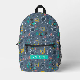 Sac À Dos Imprimé Enfants Mignons Poissons Chats Étoiles de Mer Médu