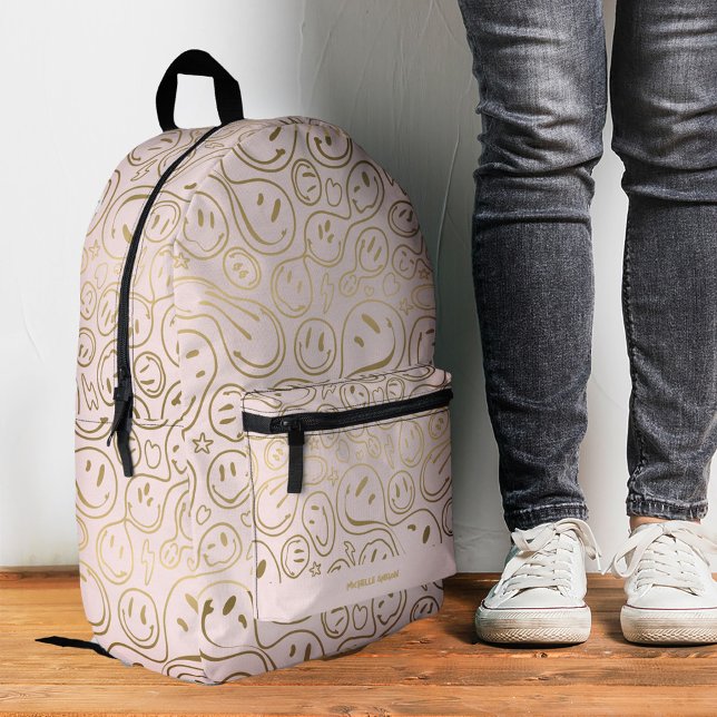 Sac À Dos Imprimé Enfants modernes Ado Funny Pink Gold Smile (Modern Kids Teen Funny Pink Gold Smile Printed Backpack
)