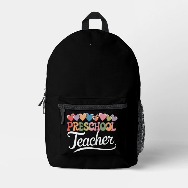 Sac À Dos Imprimé Enseignant Préscolaire Premier Jour Super Retour À (Recto)