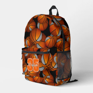 Sac À Dos Imprimé équipe de basket-ball gris orange couleurs avec nu
