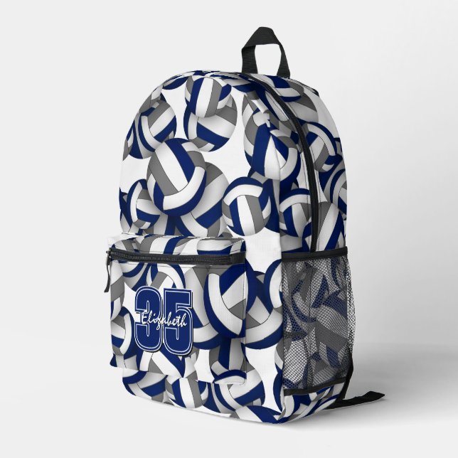 Sac À Dos Imprimé équipe de volley-ball gris bleu foncé couleurs à m (Coin arrière droit)