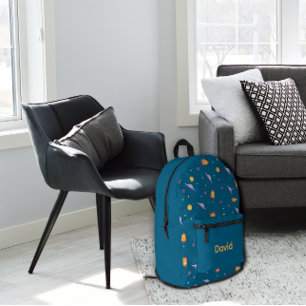 Sac À Dos Imprimé Espace de motif lavande orange bleu océan nom