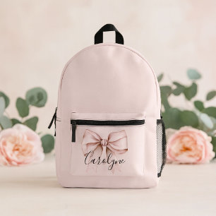 Sac À Dos Imprimé esthétique de ruban rose coquette nom personnalisé