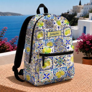 Sac À Dos Imprimé Été agrumes siciliens majolica méditerranéenne