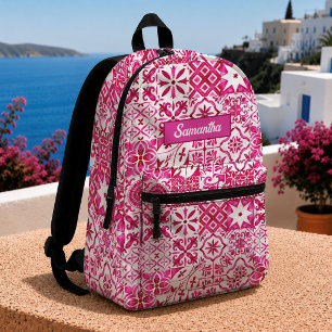 Sac À Dos Imprimé Eté majolica rouge Sicilienne Méditerranée