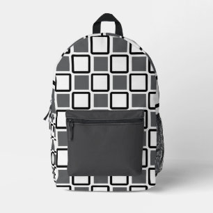 Sac À Dos Imprimé Étendez-vous avec le gris foncé et le blanc géomét