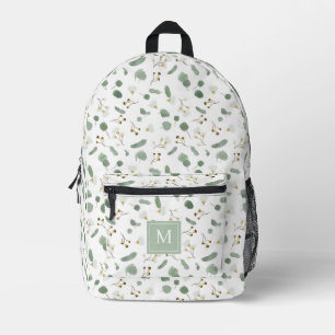 Sac À Dos Imprimé Eucalyptus Vert argent Dollar Monogramme