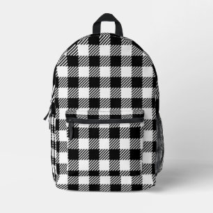 Sac À Dos Imprimé Ferme Rustique à Carreaux Noirs et Blancs