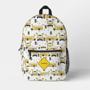 Sac À Dos Imprimé Fête d'enfants en bus scolaire jaune Nom personnal