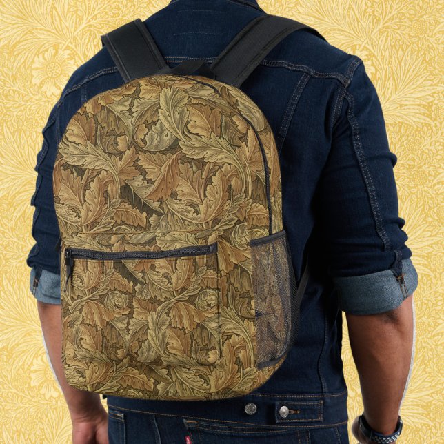 Sac À Dos Imprimé Feuilles d'acanthe par William Morris, textile ant (Acanthus Leaves by William Morris, Antique Textile Printed Backpack)