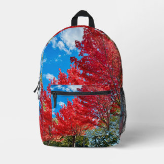Sac À Dos Imprimé Feuilles D'Arbre Rouge Lumineux En Automne