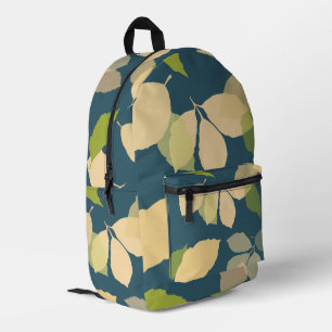Sac À Dos Imprimé Feuilles d'automne modernes sur fond sarcelle
