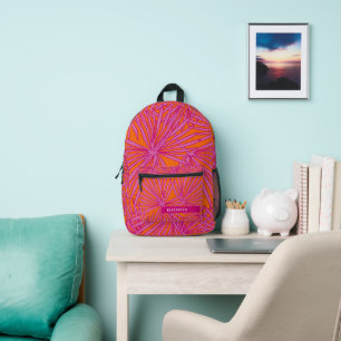 Sac À Dos Imprimé Feuilles de palmier tropicales orange rose personn