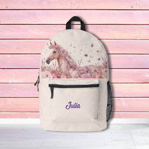 Sac À Dos Imprimé Filles Jolis Poneys Floral Pastel Cheval