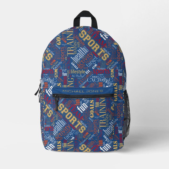 Sac À Dos Imprimé Fitness Word Cloud Rouge/Blanc ID284 (Recto)